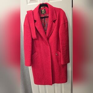 Red Wool-Blend Women's Coat - Classic Tailored Style Size 42(eur)